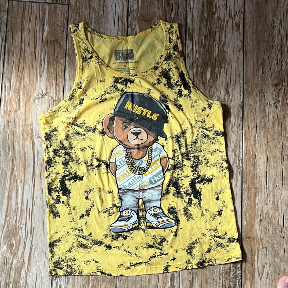 Bailey Apparel Mens Tank Top - Yellow & Black Bear Design